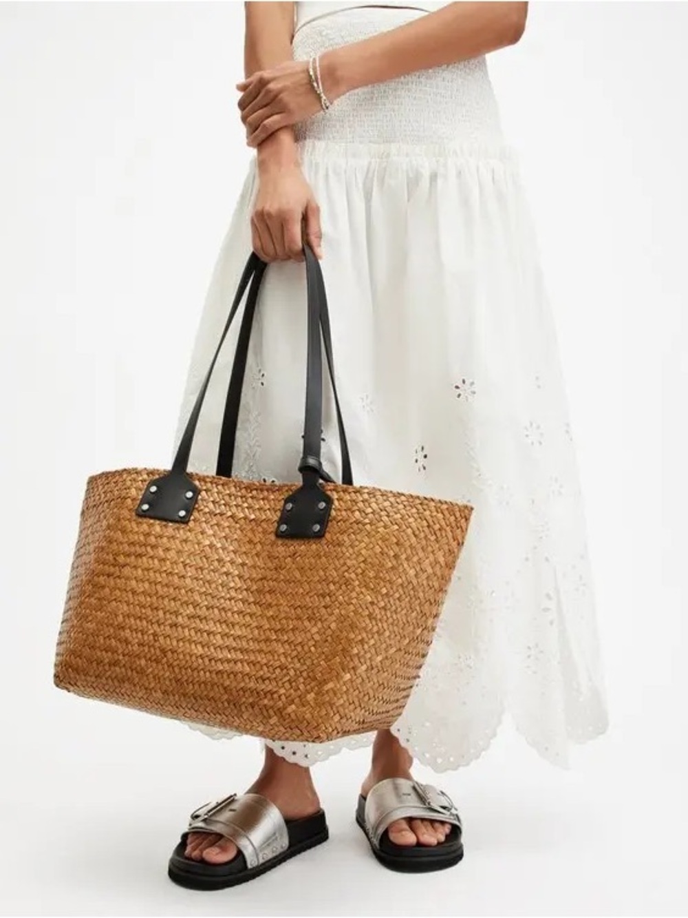 All Saints Mosley Straw Tote Bag